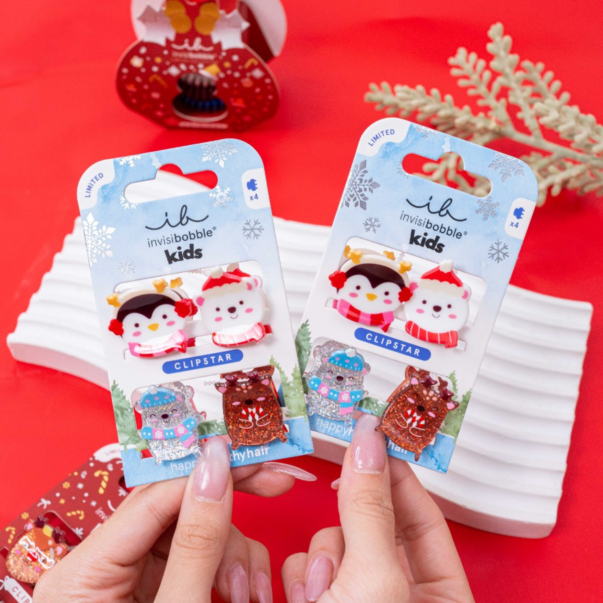 Заколка для волосся Clipstar Kids Cozy Snowy Friends Invisibobble