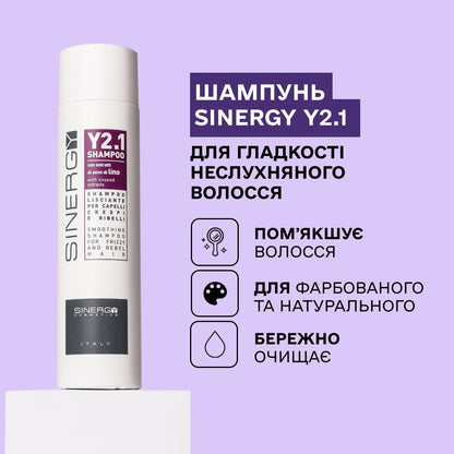 Шампунь для гладкості неслухняного волосся Y2.1 Sinergy 250 мл