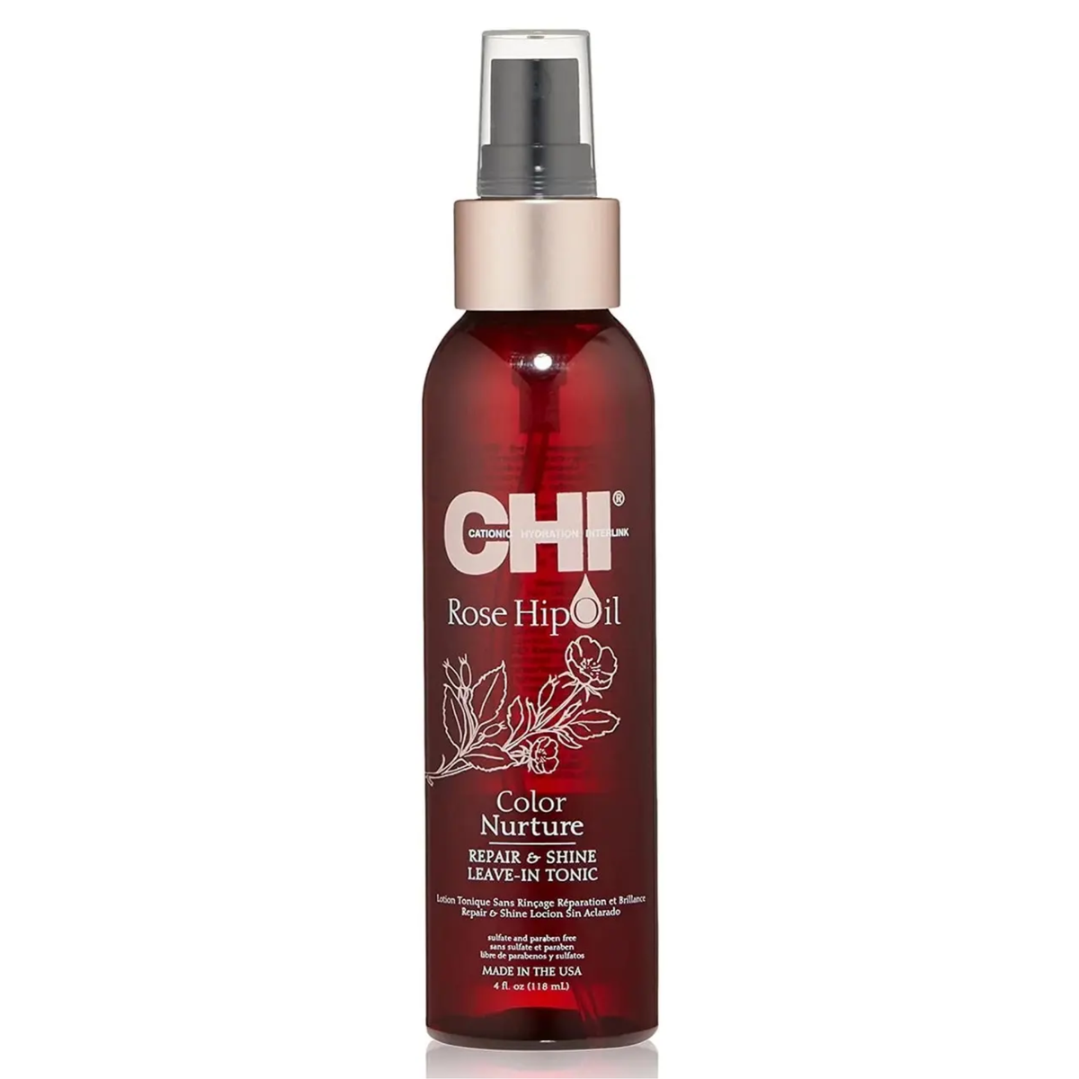 Незмивний спрей-тонік з олією шипшини та кератином Chi Rose Hip Oil Repair & Shine Leave-In Tonic, 120 мл