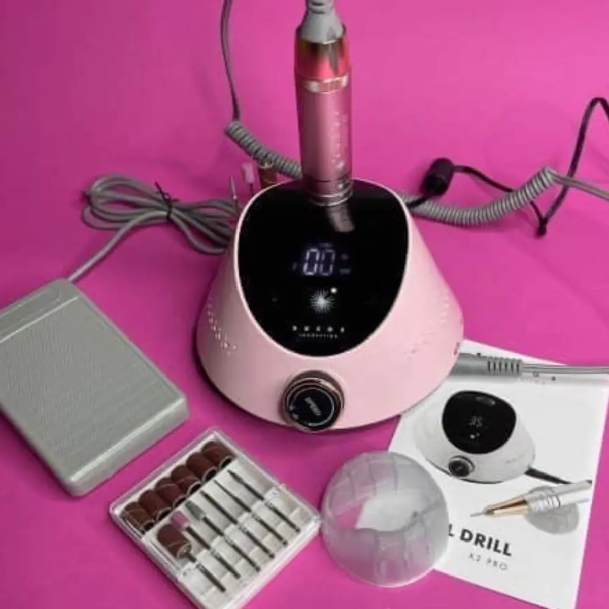 Фрезер для манікюру Bucos Nail Drill X2 Pro Blush Pink 65W/35000 об.