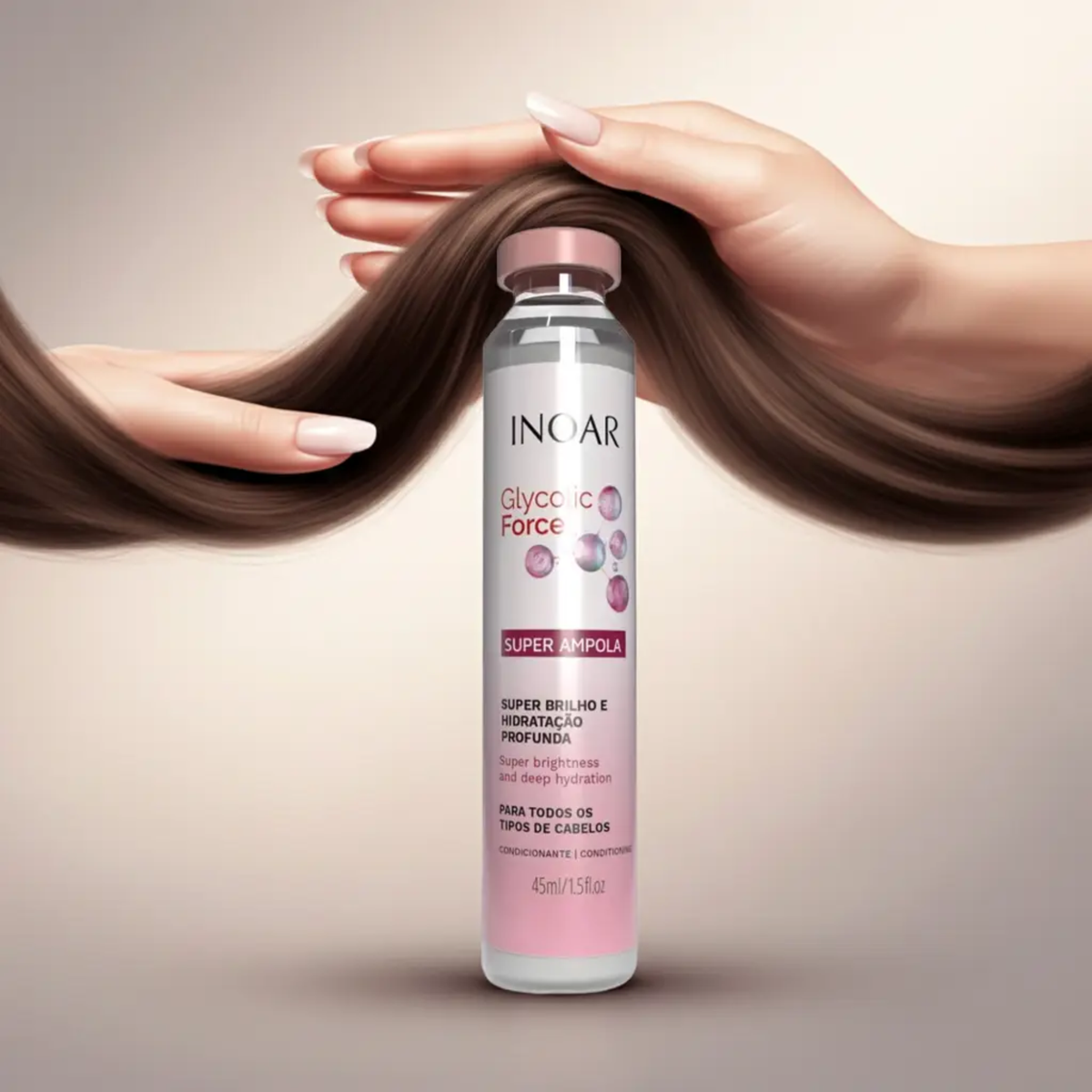 Ампула інтенсивне відновлення пошкодженого волосся Inoar Glycolic Force Ampoule 45 мл