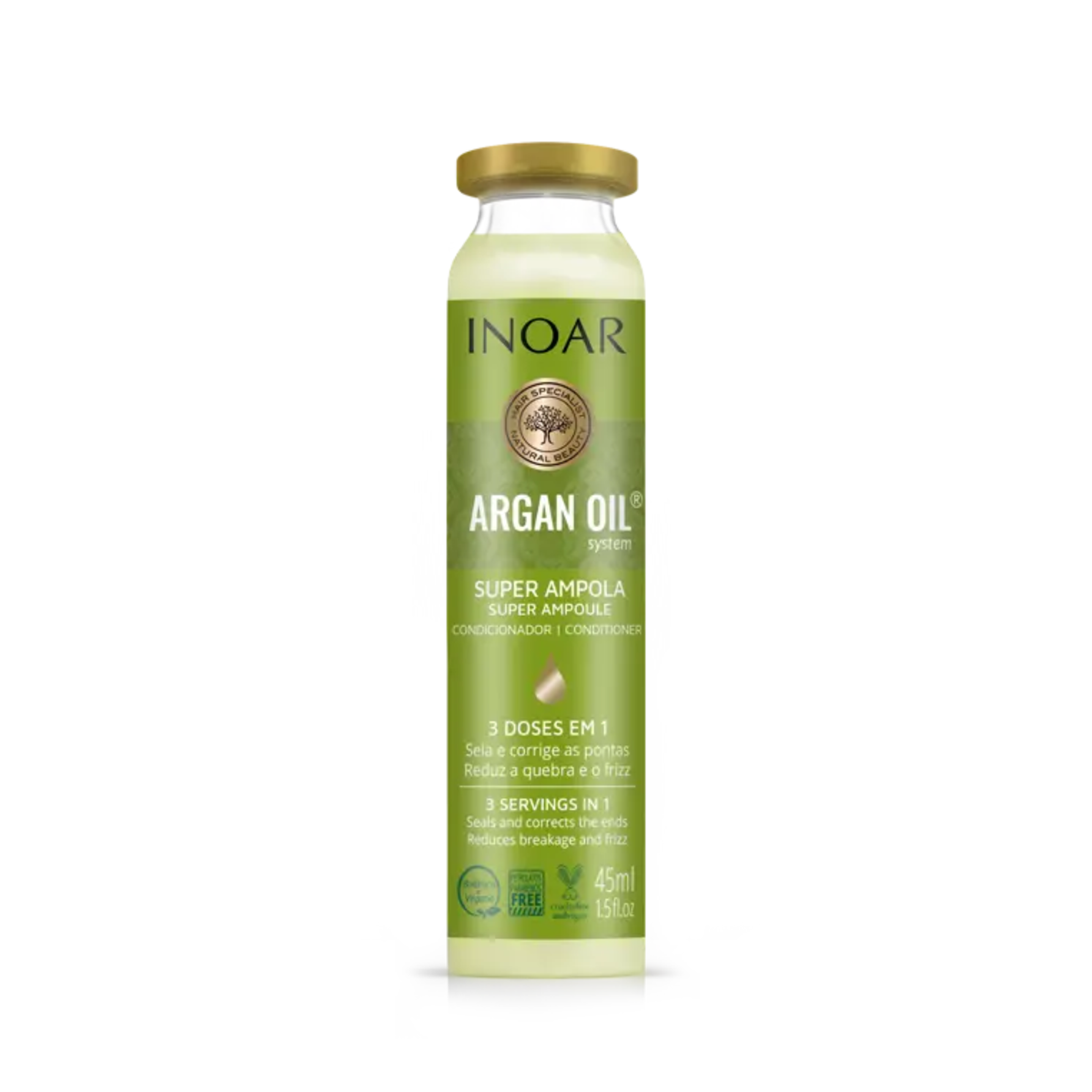 Ампула-інтенсив для відновлення та блиску сухого волосся Inoar Argan Oil Ampola 45 мл