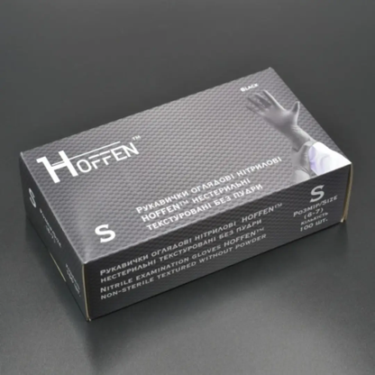 Рукавички нітрілові чорні HOFFEN (3,5 г) S 100 шт