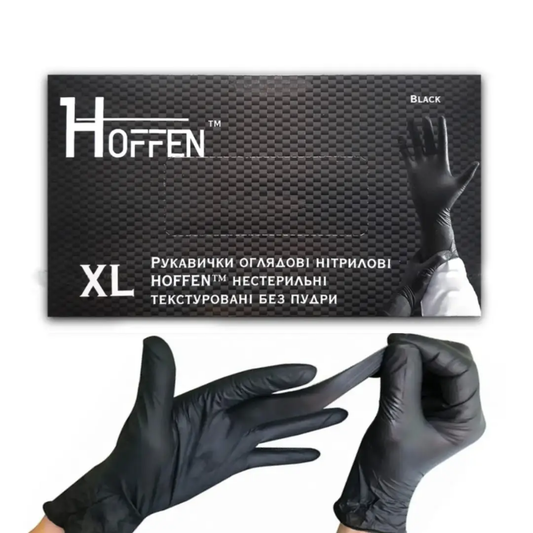 Рукавички нітрілові чорні HOFFEN (3,5 г) XL 100 шт