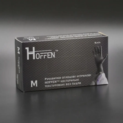 Рукавички нітрілові чорні HOFFEN (3,5 г) М 100 шт