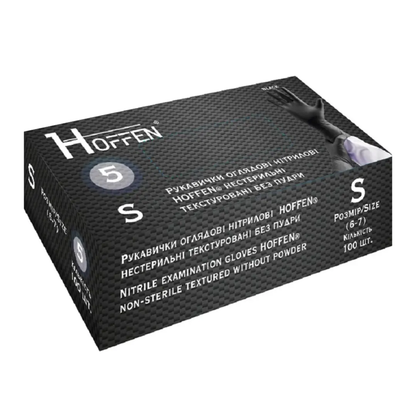 Рукавички нітрілові чорні HOFFEN (4 г) S 100 шт