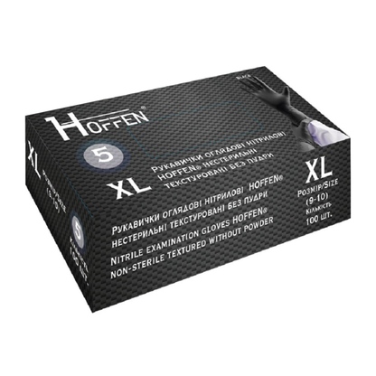 Рукавички нітрілові чорні HOFFEN (4 г) XL 100 шт