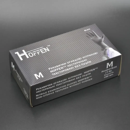 Рукавички нітрілові чорні HOFFEN (5 г) М 100 шт