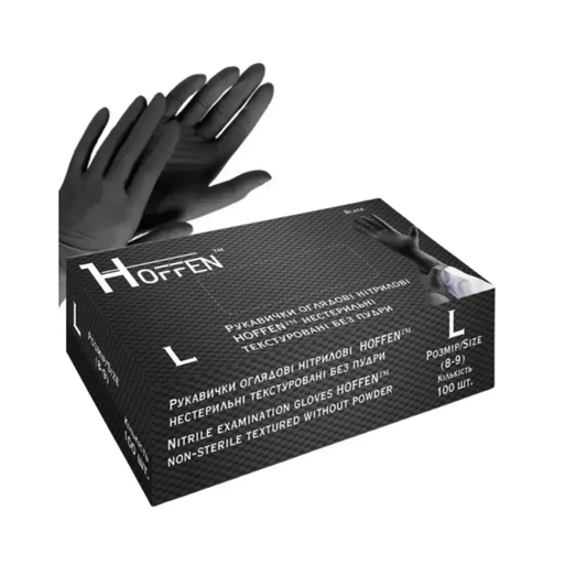 Рукавички нітрілові чорні HOFFEN (4 г) L 100 шт