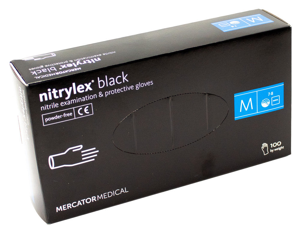 Нітрилові рукавички - Nitrylex®, щільність 4,2 г. - PF Black - Чорні (100 шт), розмір М