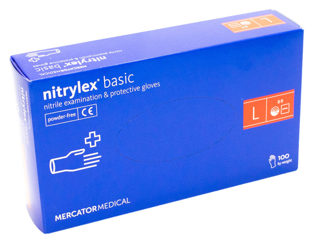 Рукавички нітрилові Mercator Medical Nitrylex Basic Сині 100 шт (3,4 гр.) розмір L