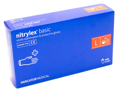 Рукавички нітрилові Mercator Medical Nitrylex Basic Сині 100 шт (3,4 гр.) розмір L