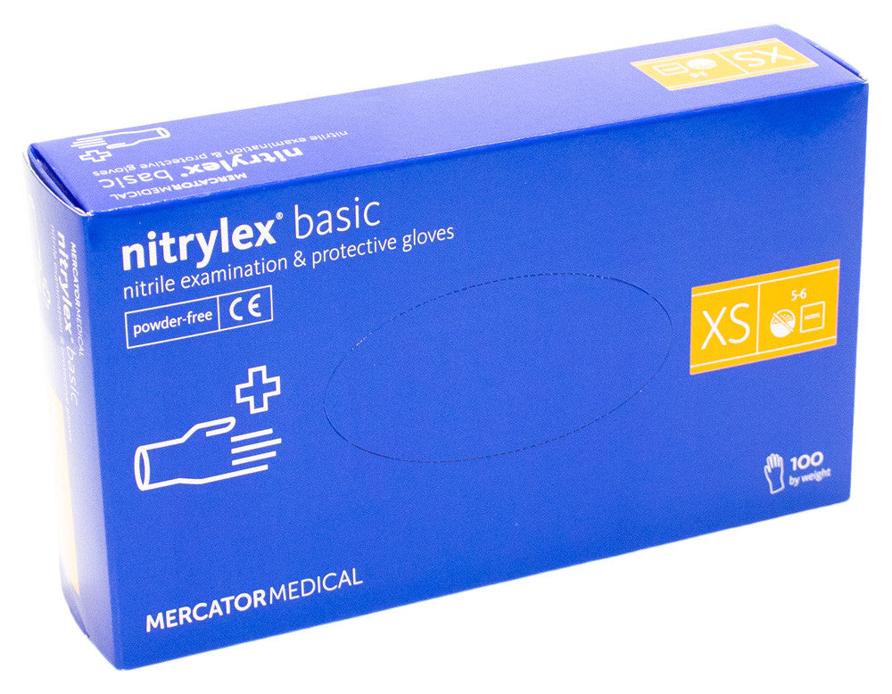 Рукавички нітрілові сині NITRYLEX Basic XS 100 шт