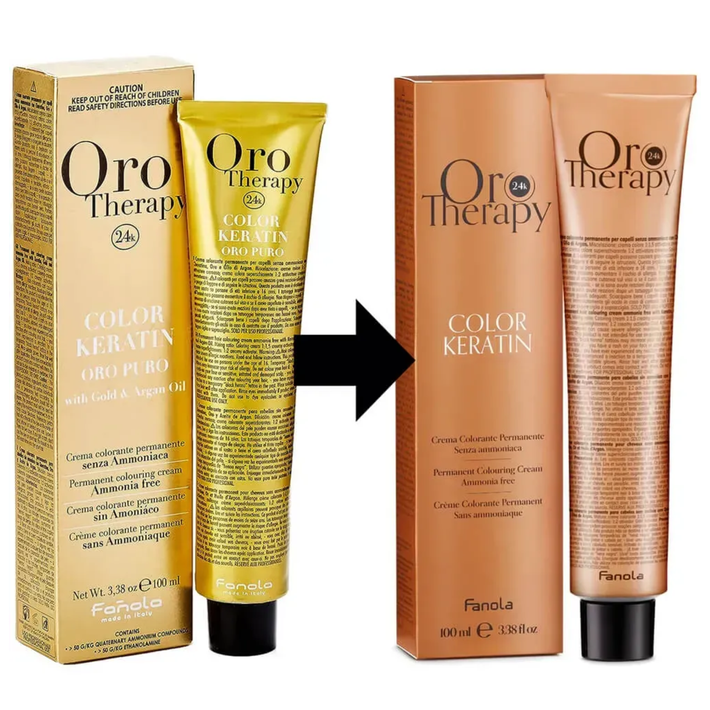 Безаміачна крем-фарба для волосся Fanola Oro Therapy №3/0 Dark chestnut  100 мл