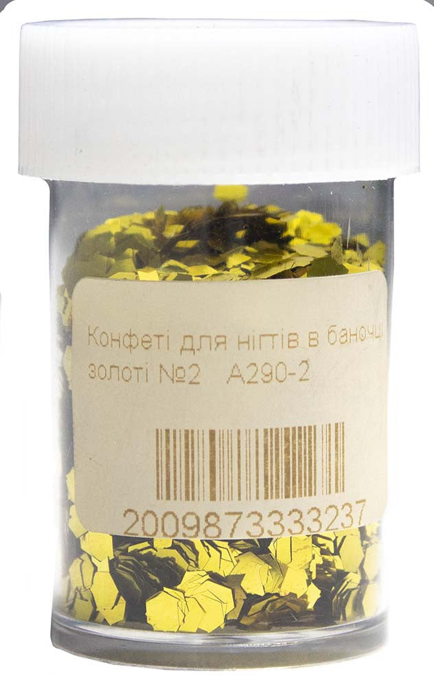Конфеті для нігтів в баночці золоті №2   А290-2