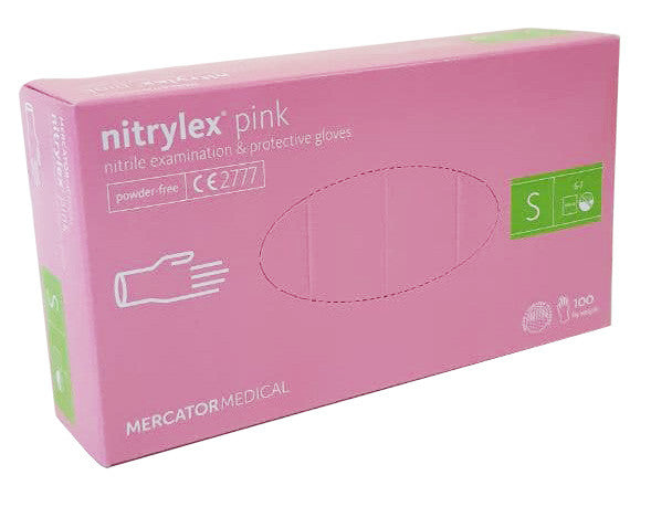 Нітрилові рукавички Nitrylex® Pink одноразові розмір S (6-7) , 100шт