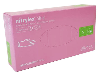 Нітрилові рукавички Nitrylex® Pink одноразові розмір S (6-7) , 100шт