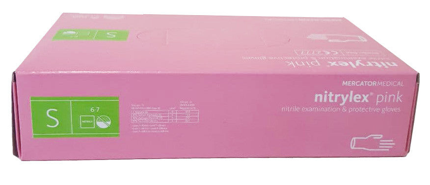 Нітрилові рукавички Nitrylex® Pink одноразові розмір S (6-7) , 100шт