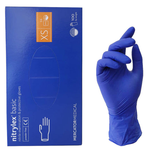 Рукавички нітрілові сині NITRYLEX Basic XS 100 шт