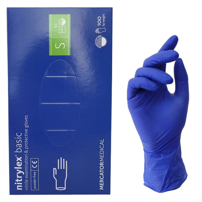 Рукавички нітрилові Mercator Medical Nitrylex Basic Сині, розмір S,(3.1 гр), 100 шт