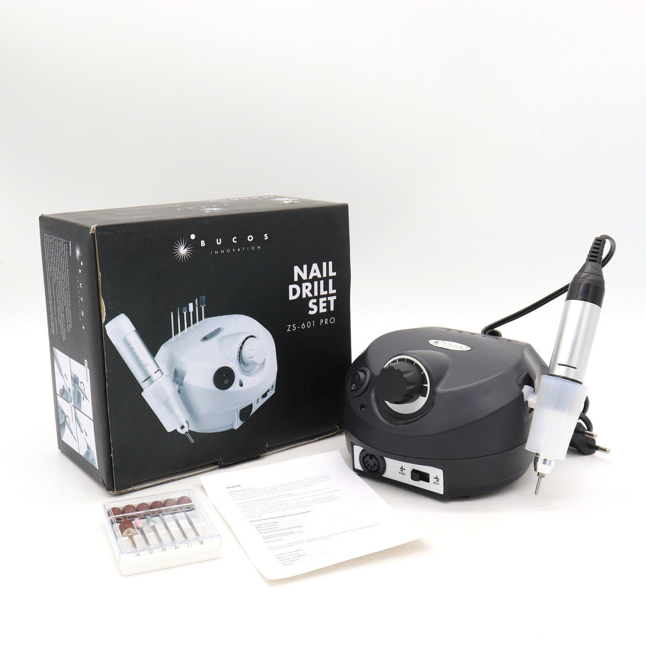 Фрезер Bucos Nail Drill ZS-601 Pro Black (35000/45W) + 6 фрез укр інструкція