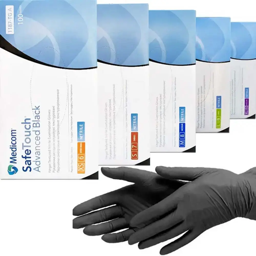 Рукавички нітрілові (чорні) SafeTouch Advanced Black MEDICOM 3,5 г 100шт L