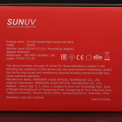 Професійна оригінальна LED-лампа для полімерізації гелю SUNUV  4S LED/UV White&Black Original 48W