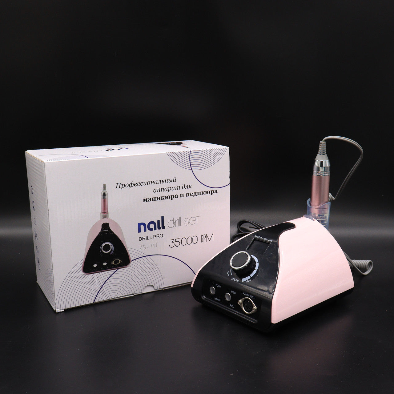 Фрезер Nail Drill ZS-711 Pink (65W/35000 об.) рос. інструкція + 6 фрез