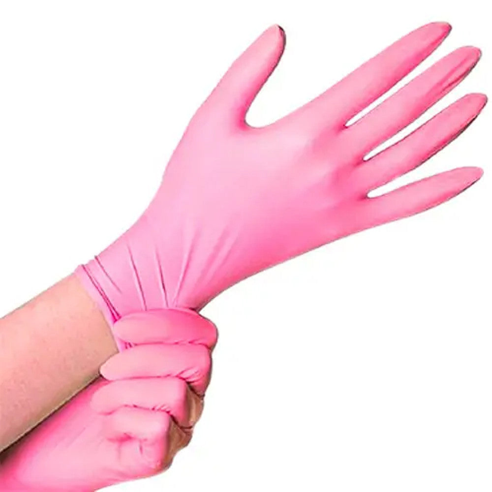 Рукавички нітрилові M, Nitrylex Pink, ніжно-рожеві, одноразові, неопудрені 100 шт.