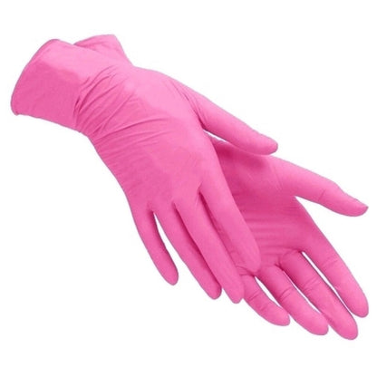 Рукавички нітрилові M, Nitrylex Pink, ніжно-рожеві, одноразові, неопудрені 100 шт.