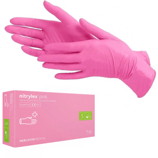 Нітрилові рукавички Nitrylex® Pink одноразові розмір S (6-7) , 100шт