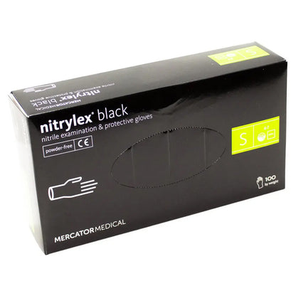 Нітрилові рукавички Nitrylex® Black чорні нестерильні, розмір S, (4,2 г.) - 100 шт