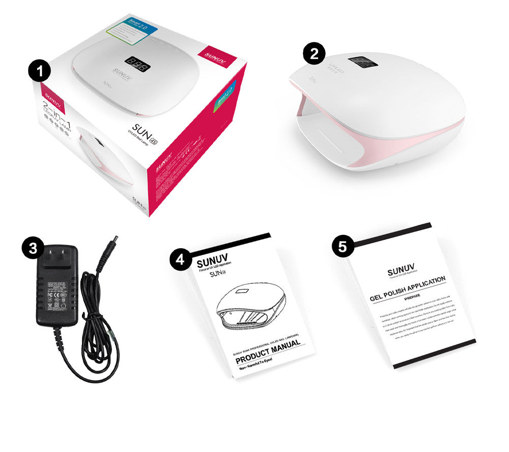 Професійна LED-лампа для полімерізації гелю SUN 4S (2 в 1) LED/UV White/Pink Original 48W