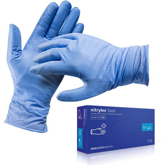 Рукавички нітрилові Nitrylex®, щільність 3.2 г. - PF PROTECT / basic - Сині (100 шт) M (7-8)