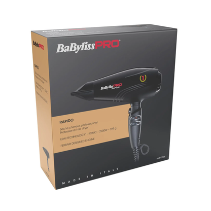 Фен для волосся чорний з іонізацією Rapido 2200W BaByliss Pro BAB7000IE