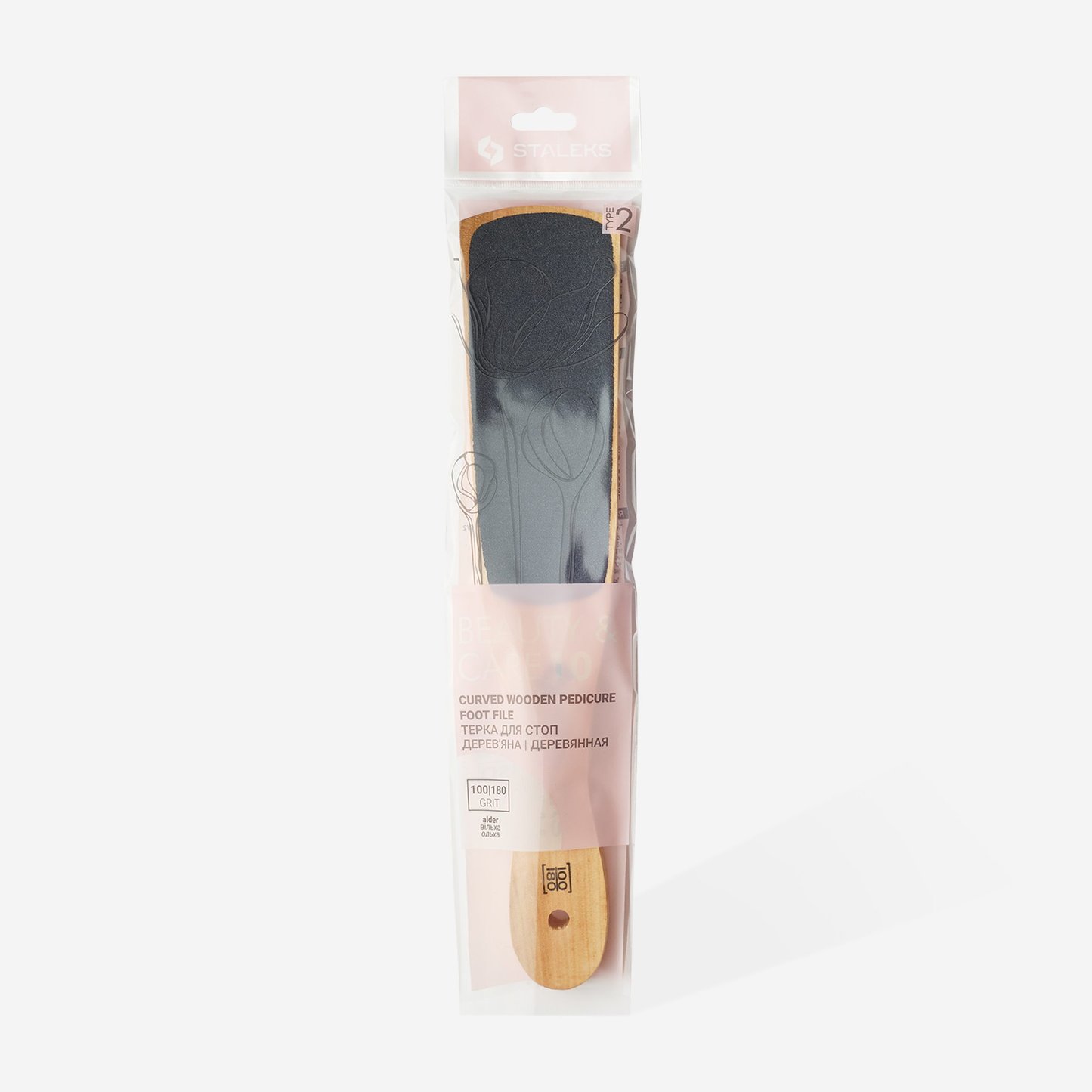 Дерев'яна терка для стоп BEAUTY & CARE 10 TYPE 2 STALEKS 100/180 грит