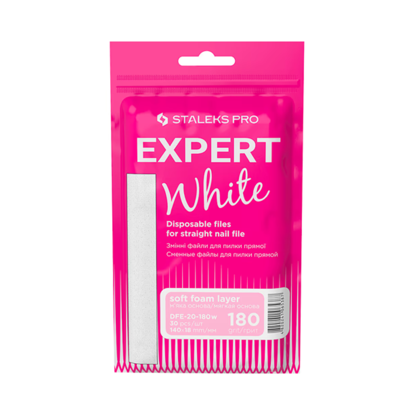 Змінні файли білі на м'якій основі прямі EXPERT 20 Staleks Pro 180 грит 30 шт