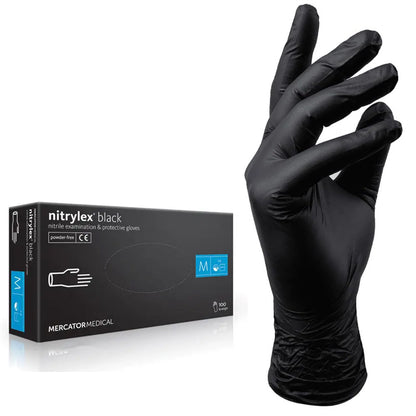 Нітрилові рукавички - Nitrylex®, щільність 4,2 г. - PF Black - Чорні (100 шт), розмір М