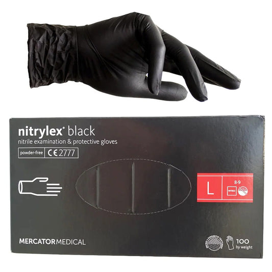 Рукавички нітрилові неопудрені NITRYLEX BLACK Mercator Medical (чорні) L, (4.2)