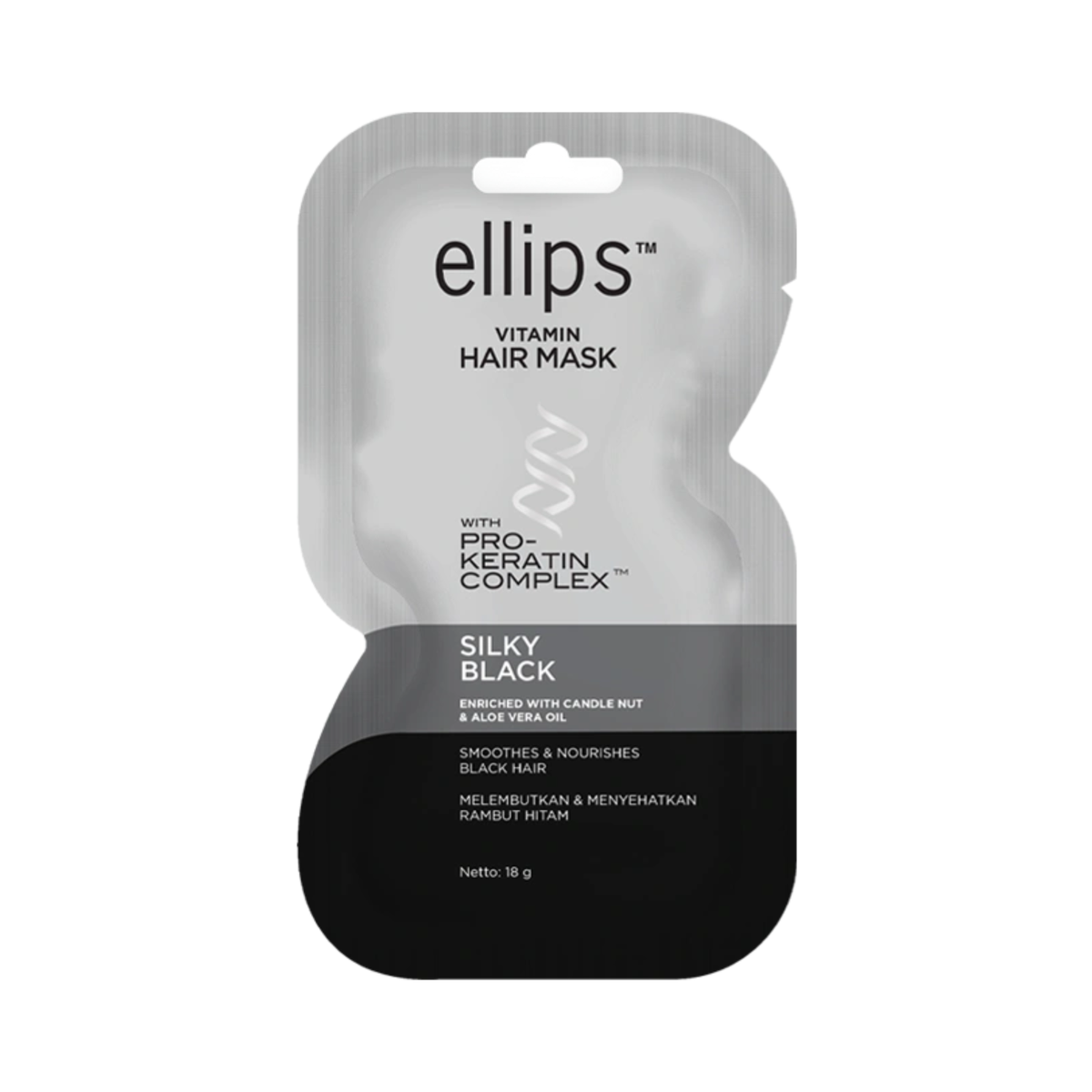 Маска для волосся з про-кератиновим комплексом "Шовкова ніч" Vitamin Hair Mask Silky Black Ellips 18 г