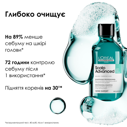 Очищаючий шампунь для нормального та жирного волосся Scalp Advanced Anti-Oiliness Shampoo L'Oreal Professionnel 300 мл