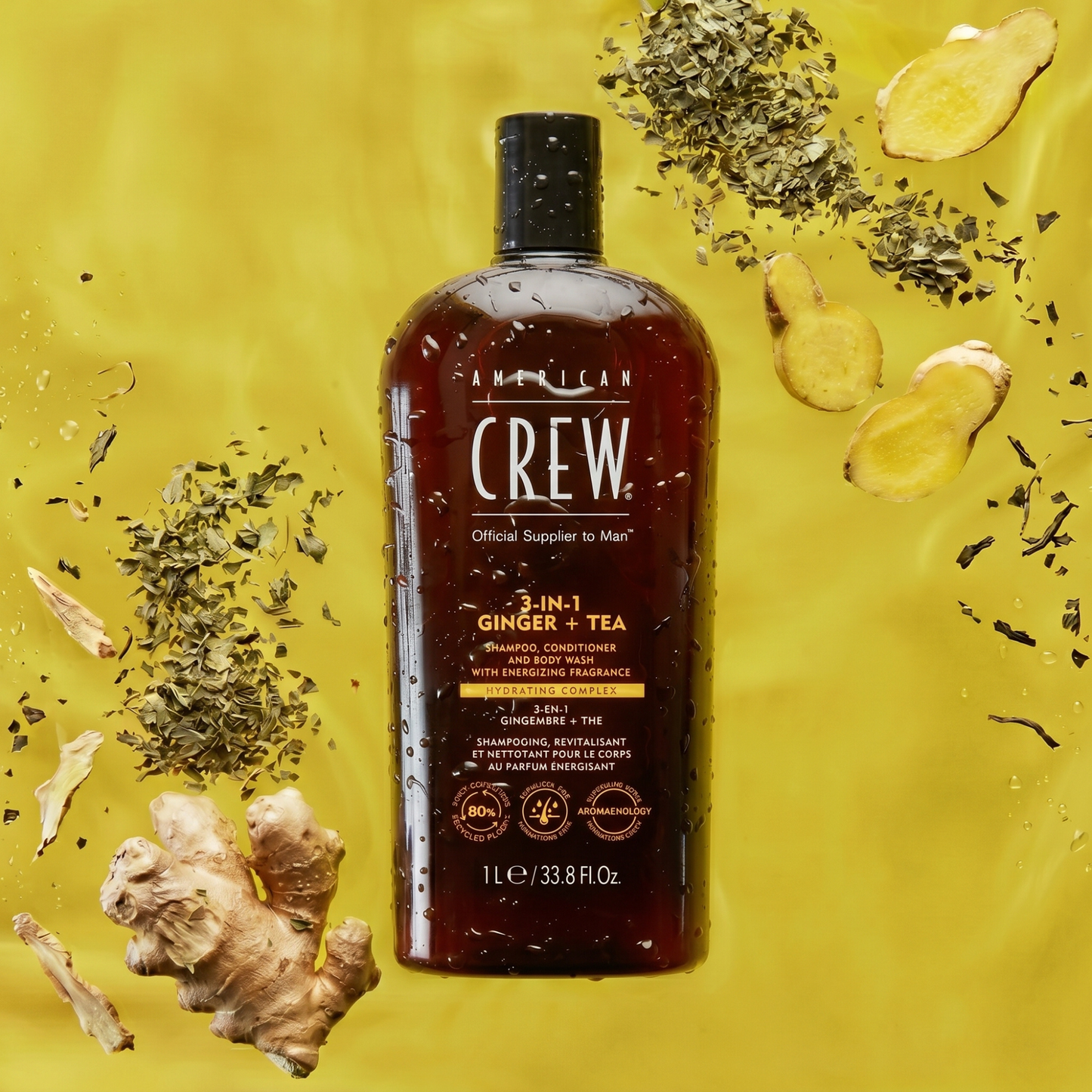Засіб для догляду за волоссям та тілом 3-в-1 Ginger+Tea American Crew 1000 мл