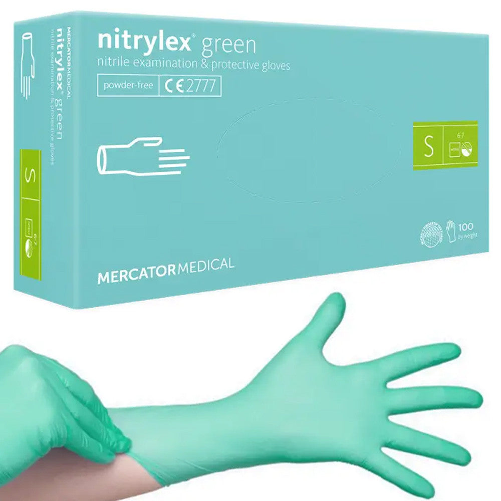 Рукавички нітрілові салатові NITRYLEX (3,5 г)  S 100 шт