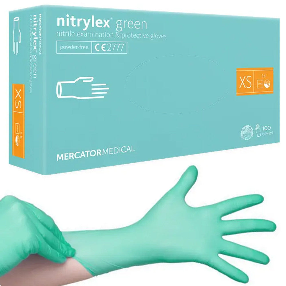 Рукавички нітрілові салатові NITRYLEX (3,5 г)  100 шт XS