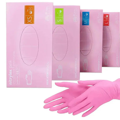 Рукавички нітрилові рожеві (3,5 г) Nitrylex Gloves pink L, 100 шт