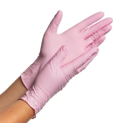 Рукавички нітрилові рожеві (3,5 г) Nitrylex Gloves pink L, 100 шт