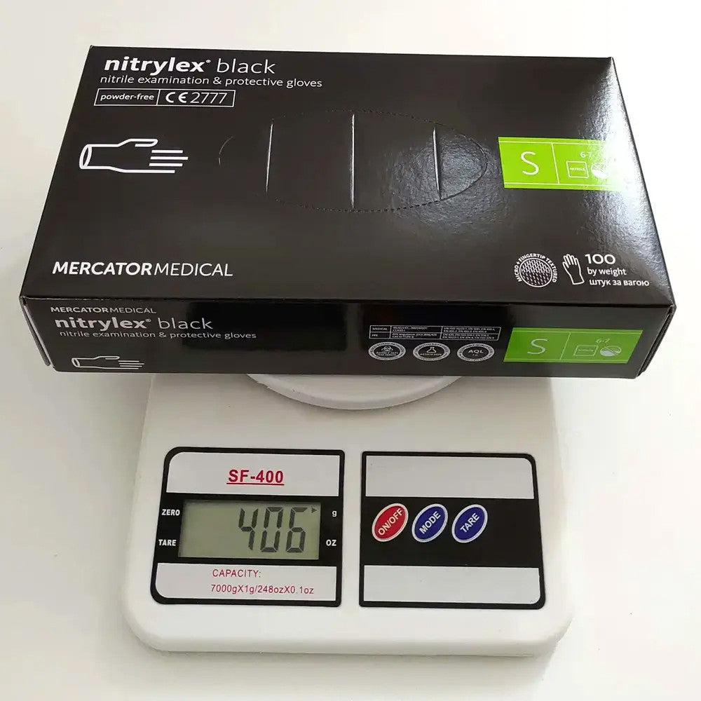 Нітрилові рукавички Nitrylex® Black чорні нестерильні, розмір S, (4,2 г.) - 100 шт