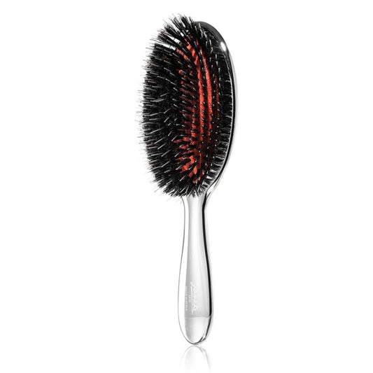 Щітка JANEKE Silver Hairbrush з натуральною щетиною кабана та нейлоном  XL