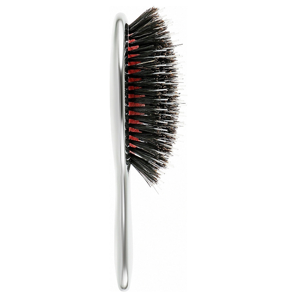 Щітка JANEKE Silver Hairbrush з натуральною щетиною кабана та нейлоном M