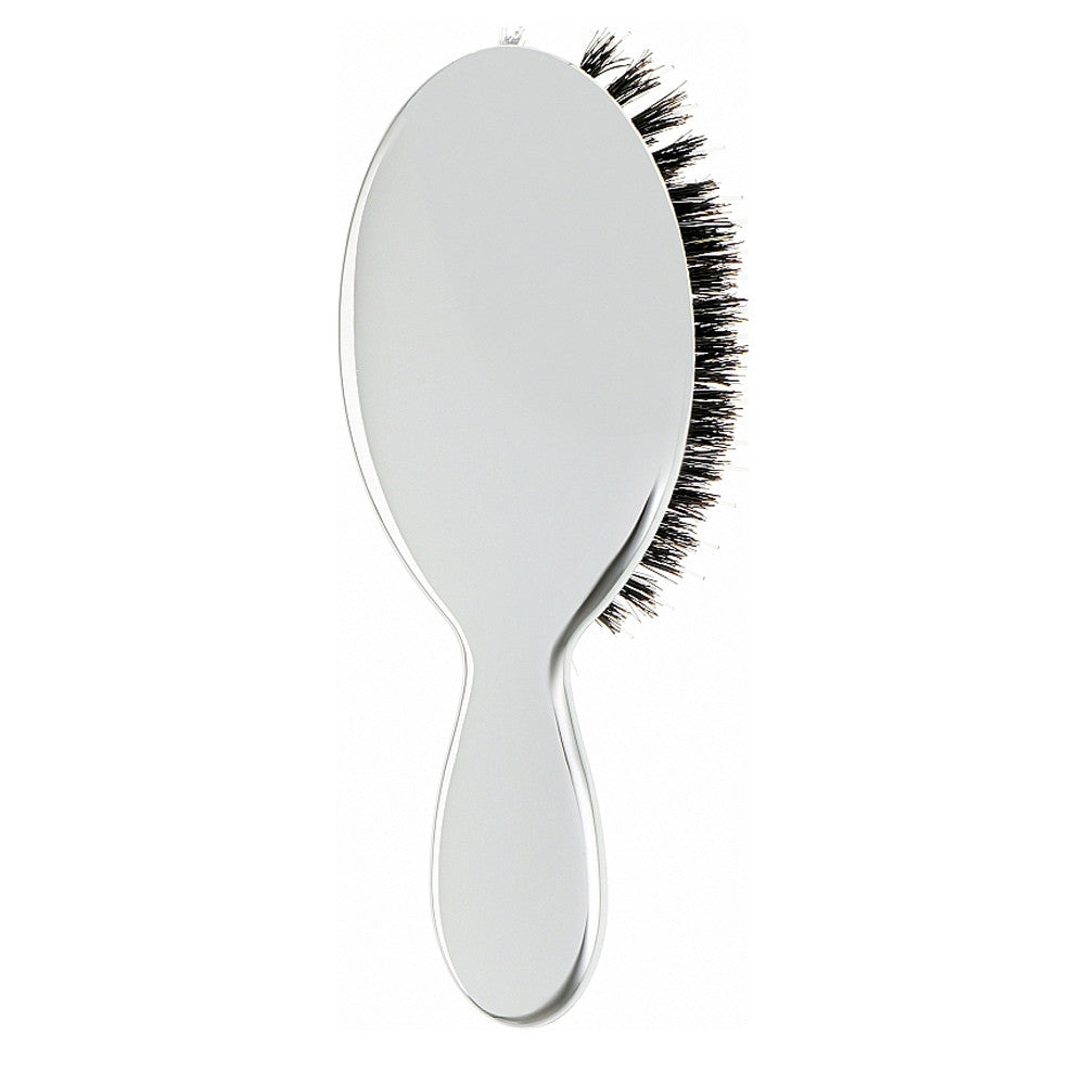 Щітка JANEKE Silver Hairbrush з натуральною щетиною кабана та нейлоном M